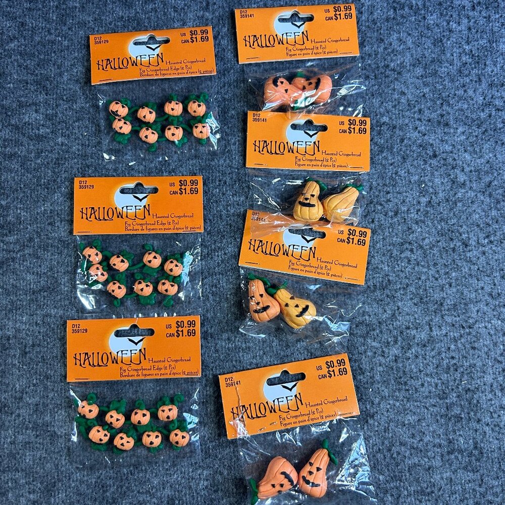 LOT OF 7 Michaels Vintage Halloween Craft Supplies Spooky Pumpkins JOLs NOS 2004
